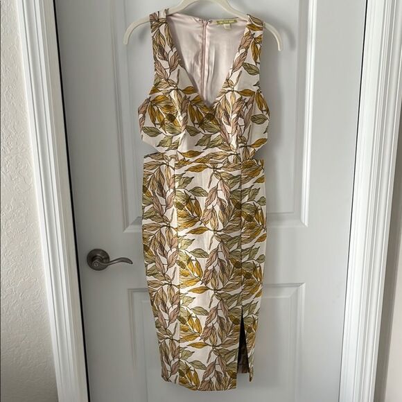 Gianni Bini Beckham Cut out Jaquard Print Sleeveless Front slit Lined Dress NWOT - Picture 1 of 11